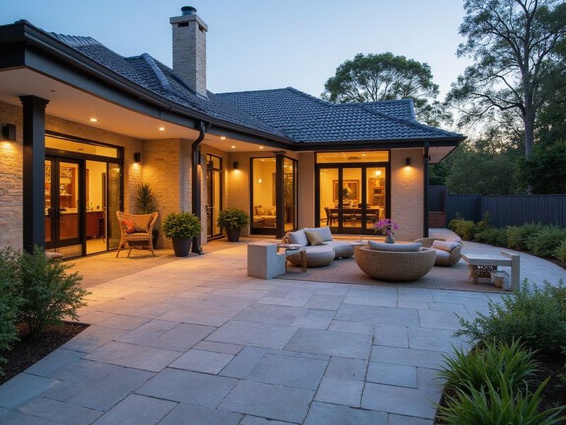 Bluestone paving for outdoor entertaining area