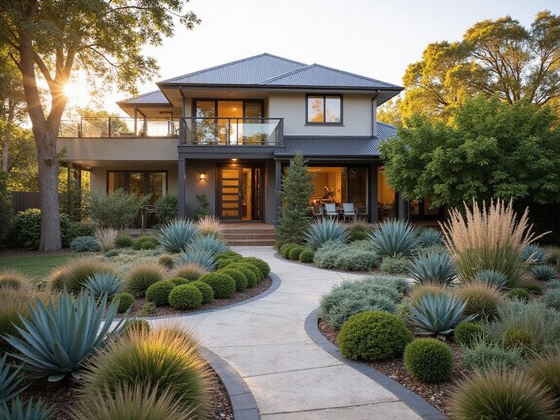 Drought tolerant garden with succulents