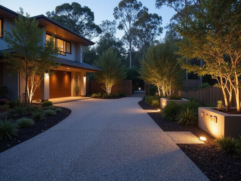 Exposed aggregate driveway with charcoal aggregate