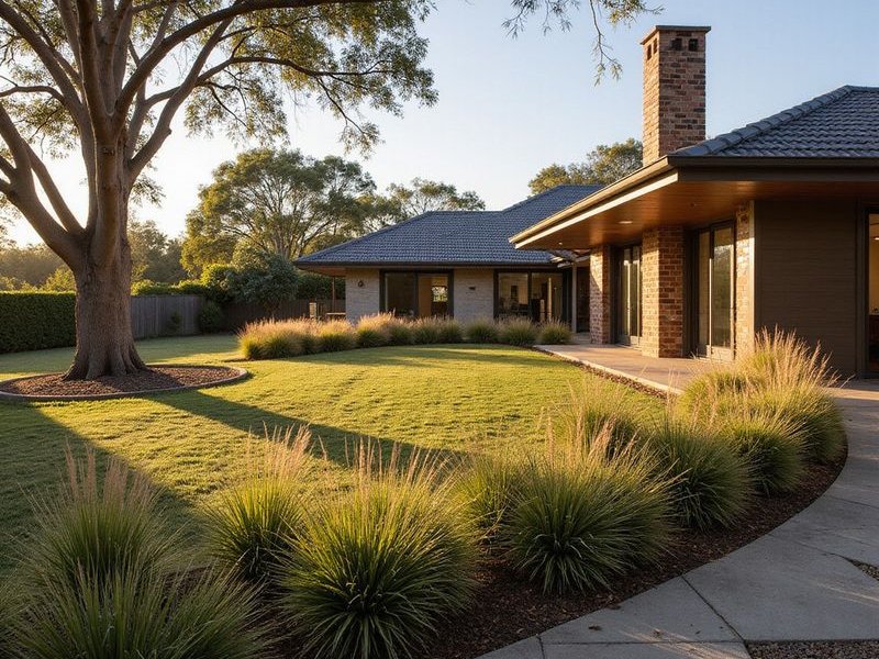 Native Australian garden with eucalyptus and grasses