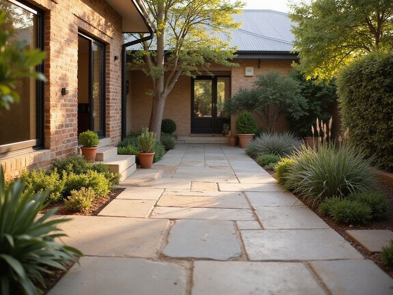 Sandstone paving creating warm courtyard space