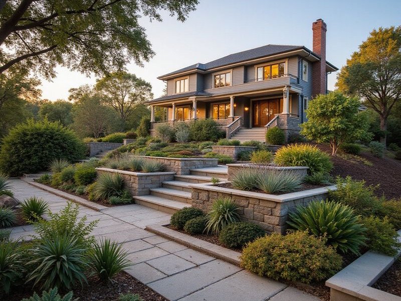 Steep block transformation with terraced gardens