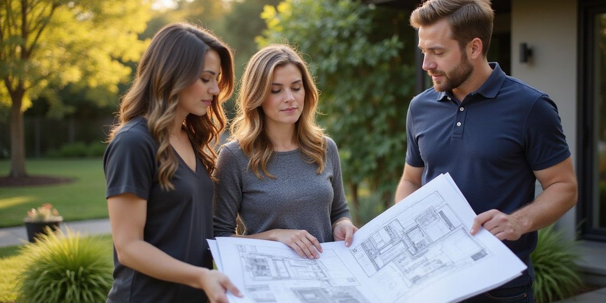 Landscape designer discussing project costs with Melbourne homeowners